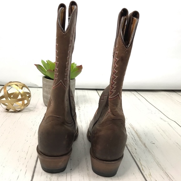 Stephy by Lamas Leather Brown Cowgirl Boots Sz 8 - Picture 5 of 8